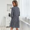 Comércio transfronteiriço Amazon outono 2023 novo vestido feminino gola redonda botão floral retrô manga longa atacado