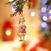 Decoraciones navideñas de monstruo verde 2D transfronterizas nuevas, adornos acrílicos, colgantes de dibujos animados para árbol de Navidad