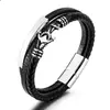 Pulseira Masculina de Couro Trançado com Âncora Punk Estilo Transfronteiriço Temu Mais Vendida Pulseira de Corda de Couro com Âncora Punk Multi-Camadas Joia Pronta para Venda