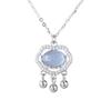 Plata de ley 925 azul marino candado de seguridad de tesoro collar para mujer simple exquisito elegante piedra natural exquisita cadena para la clavícula 0856A