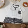 Conjunto de Shorts de Manga Corta Frescos de Lyocell de Verano para Niños Bebé Manga Media Transpirable Ropa de Casa Pijamas Dibujos Animados Estilo Delgado