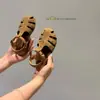 Sandalias para Niñas 2026 Verano Sandalias Vintage de Corcho Niños Suela Suave Goma Antideslizante Velcro Zapatos de Arroyo