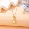 Estilo Coreano Nueva Moda Versátil Estilo Bolsa de la Suerte Collar Colgante de Perla de Agua Dulce Lujo Ligero Elegante Joyería de Cuello para Mujer Cadena de Clavícula