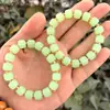 Pulseira de Contas em Formato de Cubo de Açúcar de Jade Hetian Sintético para Mulheres, Pulseira de Contas de Vidro Verde Fresco, Transmissão ao Vivo, Pulseira Atacado