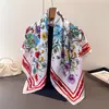 Bufanda Cuadrada Grande de Satén Floral Brillante Imitación Seda Chal de Viaje Bufanda de Cuello Protección Solar Pañuelo para la Cabeza Bufanda para Mujer