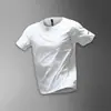 Camiseta Esportiva de Seda de Gelo Masculina Secagem Rápida Verão Fina Manga Curta Nova Branca Respirável Top Roupas de Treino
