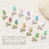 Nueva aleación de joyería para uñas con diseño de tulipán, rosa, diamante, decoración de uñas con destellos, joyería pura para uñas.