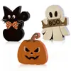 Transfronterizo Nuevo Halloween Gato Negro Calabaza Fantasma Adornos de Madera Decoraciones Festivas Montaje de Ambiente de Fiesta Soporte de Exhibición Pequeño