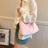 Bolso de hombro de gran capacidad para mujer, nuevo bolso cruzado sencillo con textura de color sólido, bolso de clase para estudiantes universitarias, 2024