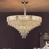 Luz principal de sala de estar de luxo leve, sala de jantar moderna minimalista europeia, quarto elegante, lustre de cristal galvanizado de arte em ferro para villa
