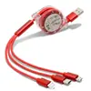 Cabo de dados retrátil um para três carregamento rápido para celular LOGO presente cabo de carregamento três em um rápido para carro criativo fabricante