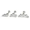 Pendientes de Hueso de Oreja de Titanio F136 Curvos de Cinco Eslabones Incrustados con Zirconia Clavos para Hueso de Oreja G23 Aleación de Titanio Joyería para Piercings Pendientes para Labio