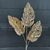 Flores de Nochevieja, Flores Artificiales Doradas, Eucalipto Dorado, Hortensia, Abanico Dorado, Hojas de Ginkgo, Cubo de la Fortuna, Arreglo Floral, Hojas, Flores de Plástico