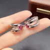 Pendientes Populares Transfronterizos de Granate de Magnesio-Aluminio para Mujer, Joyería de Plata 925 de Alta Gama de Nicho, Moda 5*5, Venta Directa de Fábrica