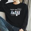 Camiseta masculina de algodão pesado 260g, manga longa, moda americana, base interna, camiseta preta, gola redonda