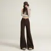 Calça Flare Marrom para Mulheres, Coleção Primavera Melard 2026, Cintura Alta, Não Apertada, Calça Flare Emagrecedora