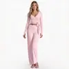 Yu An Otoño Invierno Cepillado Alta Elasticidad Ajuste Delgado Conjunto de Traje de Yoga para Mujer Deporte Fitness Manga Larga Pantalón Largo Transfronterizo Conjunto de 2 Piezas