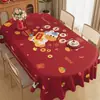 Mantel de Año Nuevo, lavable, impermeable, a prueba de aceite, tapete de mesa, mantel decorativo del Año del Caballo, arreglo de ambiente de Año Nuevo, tapete protector de mesa