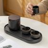Juego de té de viaje, taza de té, juego de té de cerámica, taza exprés para coche, camping al aire libre, portátil, una tetera, tres tazas, juego de regalo, escritura