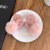 ¡Profiterol! Cálida horquilla de lazo de lana con bola de pelo de conejo, dulce corazón de niña, pinza superior, accesorios para el cabello