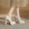 Zapatos de Mujer Mary Jane con Tacón Grueso Jin Gang M11511 Nueva Colección Primavera y Otoño 2025 Plataforma de Tacón Alto Zapatos de Novia Zapatos de Boda