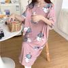 Camisola feminina de verão, manga curta, plus size, pijama fino, feminino, verão, grávida, solto, fofo, roupa de casa, comprimento médio