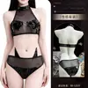 Nuvem Rosa Sexy Couro Patente Pequenas Asas de Diabo Lingerie Sm Sedução Peito Aberto Fantasia de Role-Playing Performance Boate Paixão