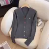 Cárdigan de Punto para Mujer Estilo Nuevo Otoño Temprano Primavera y Otoño Abrigo Suéter Tejido de Punto Trenzado Cuello Bordado Agente Mayorista