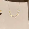 Collar de Perla Redonda con Incrustaciones de Circonia Super Hada de Verano, Cadena para Clavícula de Lujo Ligero de Gama Alta, Collar Versátil Estilo Ins para Niñas