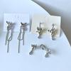 Pendientes de mariposa geométricos con diamantes y alfiler de plata 925 para mujer, diseño de metal con hebilla para la oreja, estilo dulce y moderno, accesorios para las orejas.