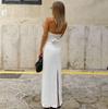 Conjunto Casual Fashion Sexy de Algodão Puro Costas Nuas Alça no Pescoço 2026 Novo Design Primavera/Verão Conjunto de Duas Peças Versátil com Fenda
