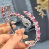 Pulsera Serpiente Espíritu Serpiente Año de la Serpiente Industria Pesada Alto Grado Sensación Totalmente Incrustada con Diamantes Corindón Rojo Pulsera de Primavera Anillo Serpiente Zodiacal para Mujeres