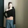 Blusa Fina Casual de Manga Larga con Hombros Descubiertos, Dulce y Picante, Protección Solar para Mujer, Nuevo Estilo Coreano Verano 2026, Top Holgado de Moda