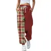 Pantalones jogger casuales de otoño 2024 transfronterizos europeos y americanos con estampado, corte ajustado, cintura alta, cordón y diseño de retazos