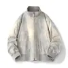 Chaqueta de aviador estilo europeo americano con tres pruebas, cuello alto, corte holgado, chaqueta de trabajo vintage Ma1 con cuello de punto para hombre, adecuada para primavera y otoño