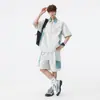 Camisa de Manga Corta con Bloques de Color de Seda Helada Nasa para Hombre, Ligera de Verano, Corte Holgado, Traje Deportivo Casual Versátil
