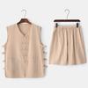 Chaleco Acolchado de Algodón Lino Estilo Chino Delgado Traje de Pantalón Corto Sudadera para Hombre Camisa de Cabeza Vieja Chaleco Traje Tang Hanfu Ropa para Ejercicio Matutino