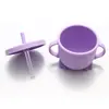 Taza de Silicona con Popote de Pingüino para Niños, Grado Alimenticio para Bebés, Taza de Entrenamiento con Doble Asa para el Hogar, Taza Agitadora para Snacks
