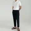 Camisa Polo Casual de Manga Corta para Hombre de Verano, Moderna y a la Moda, Versátil Top de Color Sólido con Cuello de Solapa, Camiseta de Punto Holgada Estilo Japonés
