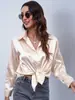 Comercio Exterior Europeo y Americano Aliexpress Ropa de Mujer Otoño Camisa de Satén 2025 Otoño Nueva Camisa de Satén de Manga Larga Venta al por Mayor