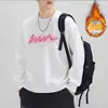 Moletom de Fleece Masculino Novo Estilo para Outono e Inverno, Estilo Ins Retro Simples Americano, Caimento Solto, Sem Capuz, Gola Redonda, Jaqueta de Manga Longa