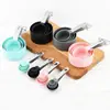Juego de 8 piezas de tazas medidoras y cucharas medidoras de acero inoxidable para cocina y hogar con báscula, herramientas para hornear, juego de cucharas medidoras, cuchara multifunción