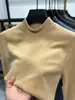 Sudadera Térmica de Manga Larga Derong para Hombre Otoño e Invierno Pulóver Cálido Top Color Sólido Doble Cara Cepillado Cuello Semi Alto Camiseta Gruesa
