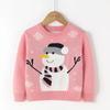 Suéter Jacquard de Muñeco de Nieve Navideño de Venta Caliente Transfronteriza Otoño e Invierno Europeo y Americano para Niñas y Bebés, Suéter de Punto