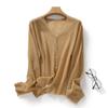 Ropa de Protección Solar de Verano para Mujer, Cárdigan de Punto de Seda Helada, Chaqueta Fina de Manga Larga con Cuello en V, Camisa Versátil para Aire Acondicionado