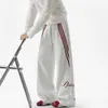 Pantalones deportivos pesados estilo americano de tres rayas para hombre, pantalones casuales deportivos de primavera y otoño, pantalones elegantes holgados rectos de pierna ancha para hombre