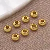 Cuentas sueltas de cobre chapado en oro de 18 quilates, separadores en forma de OVNI, cuentas redondas roscadas para pulsera y collar DIY hechos a mano, accesorios de joyería
