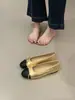 Sapatilhas de Ballet para Mulheres, Design de Laço, Sapatilhas Estilo Chanel, Color-Blocking, Bico Redondo, Retrô, Sola Plana, Boca Rasa, Versátil