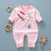 Mameluco para bebé recién nacido ropa de primavera y otoño para bebé niña ropa semanal de luna llena estilo chino de manga larga mameluco cheongsam