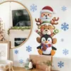 Divertido-B203 Dibujos Animados de Papá Noel, Pingüino, Reno y Copos de Nieve Decoración Navideña para el Hogar Pegatinas de Pared Venta al por Mayor Transfronteriza